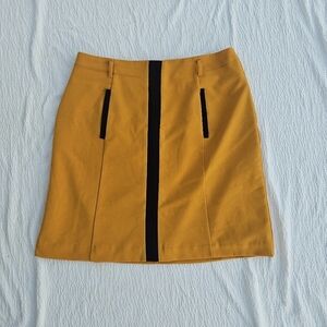 Worthington mustard yellow with black stripe mini pencil skirt size 10